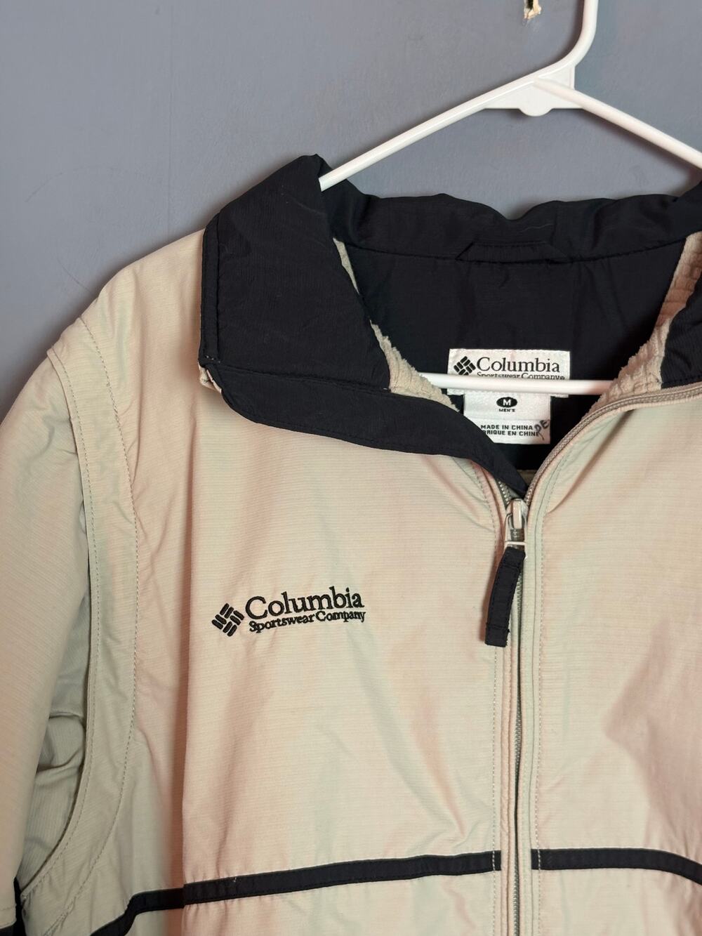Columbia Mens Beige Black Full Zip Jacket Size Medium